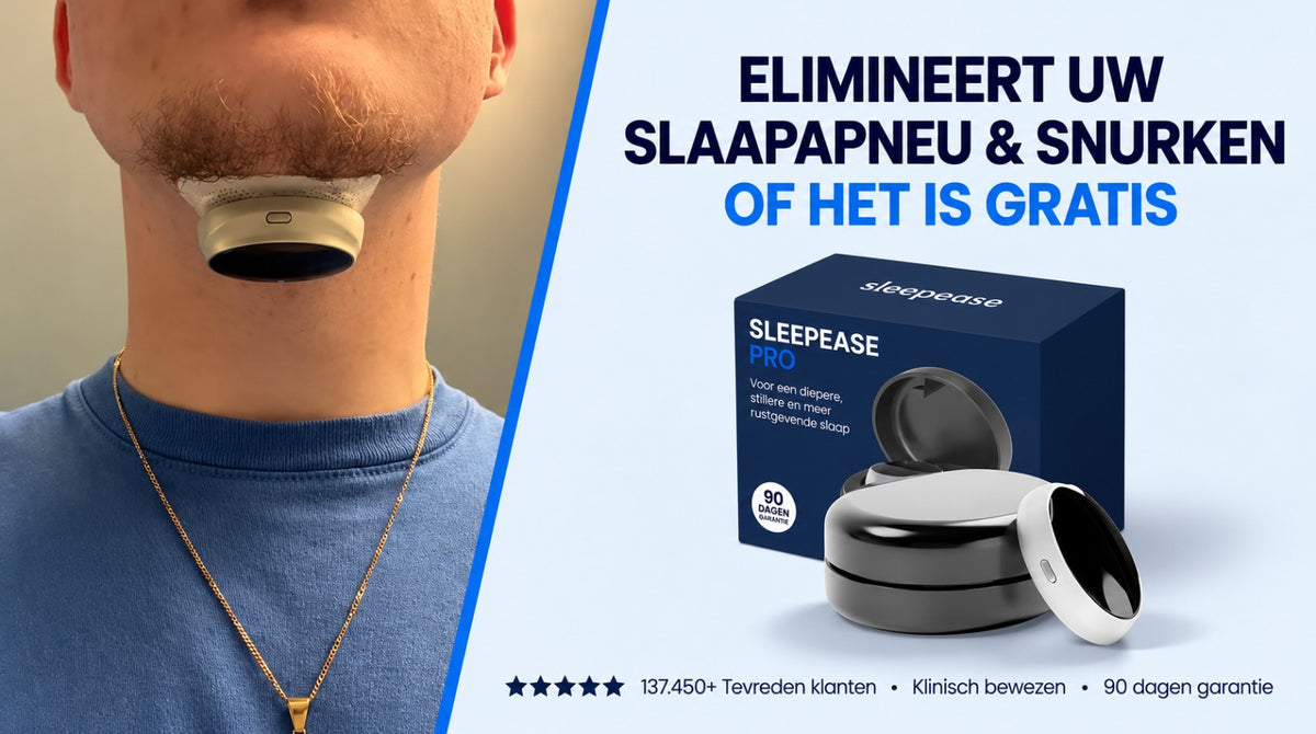 SleepEase Pro: Nederlandse productvisual met apparaat en verpakking